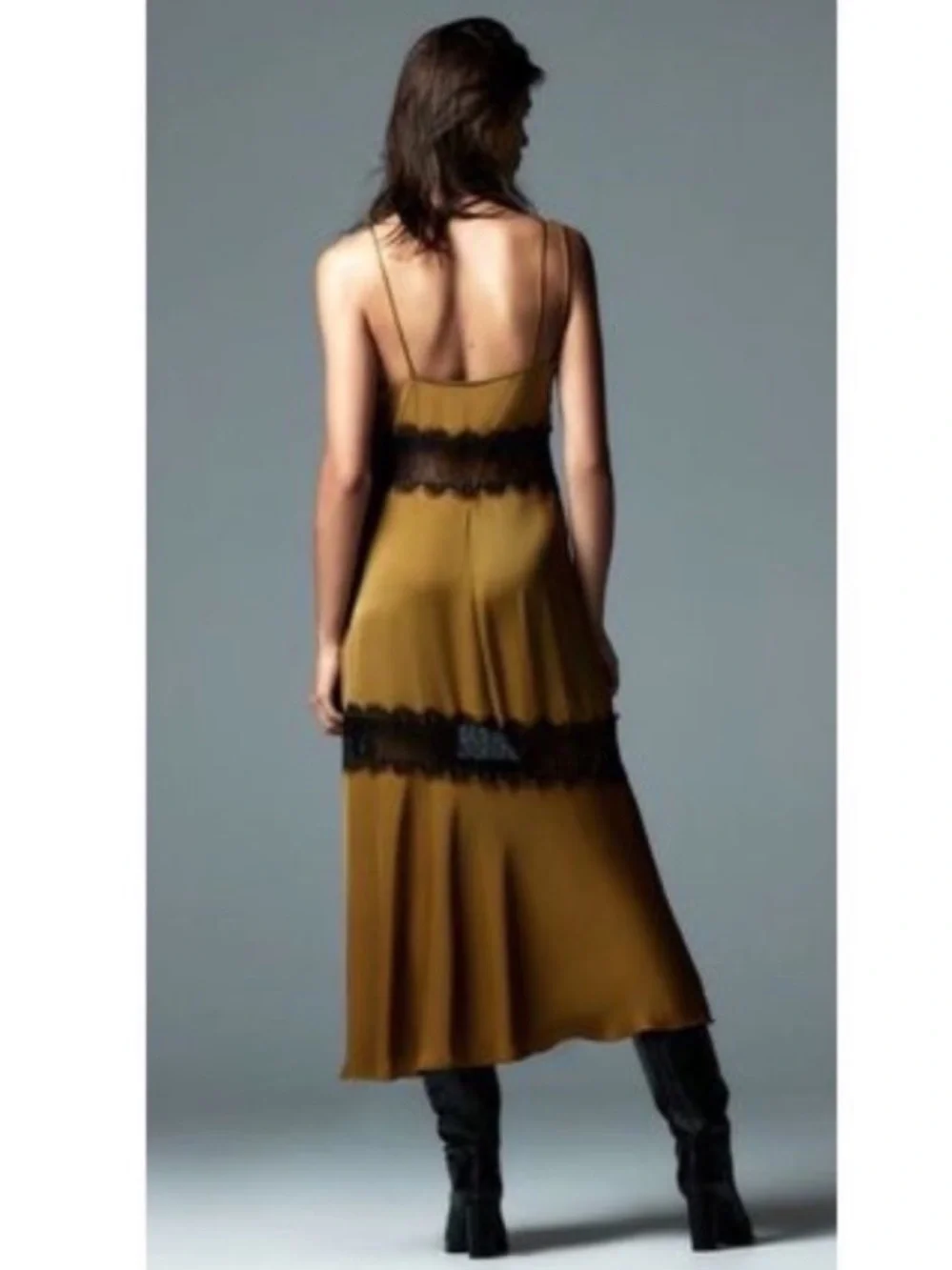 Zara Combination Slip Dress XS Satin & Lace